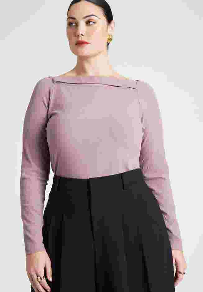 Boat Neck Top With Slit image number 0