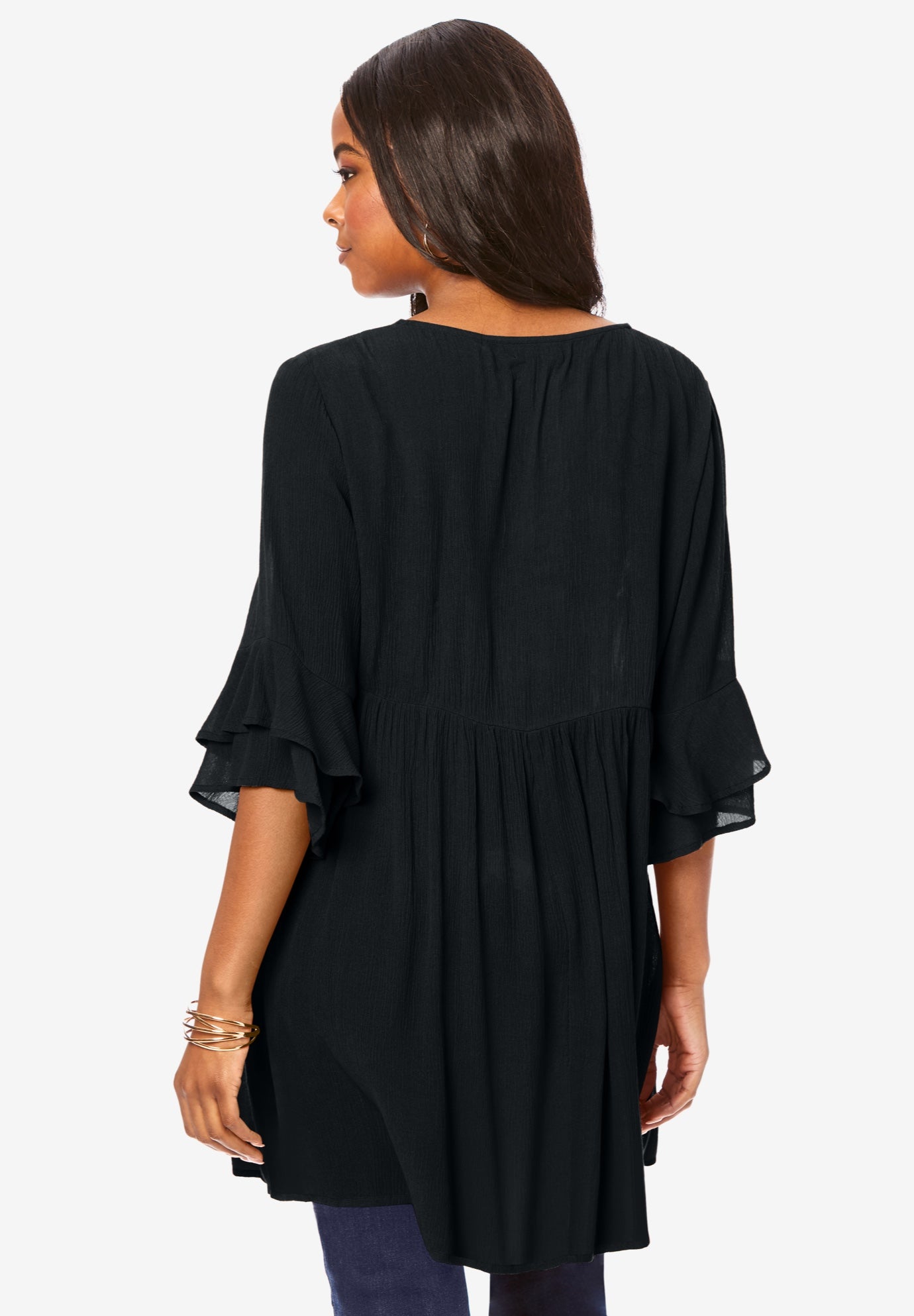 Hand Crinkled Flutter Sleeve Tunic image number 1