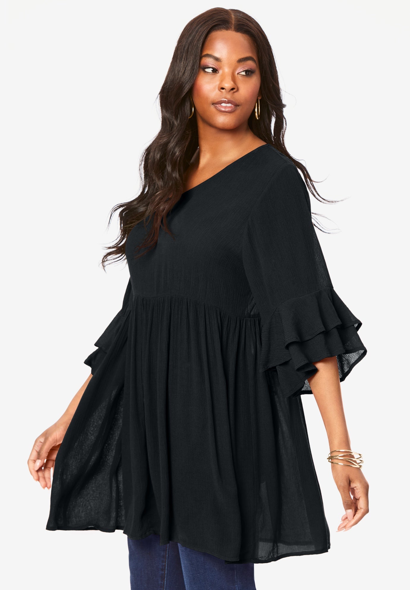 Hand Crinkled Flutter Sleeve Tunic image number 2