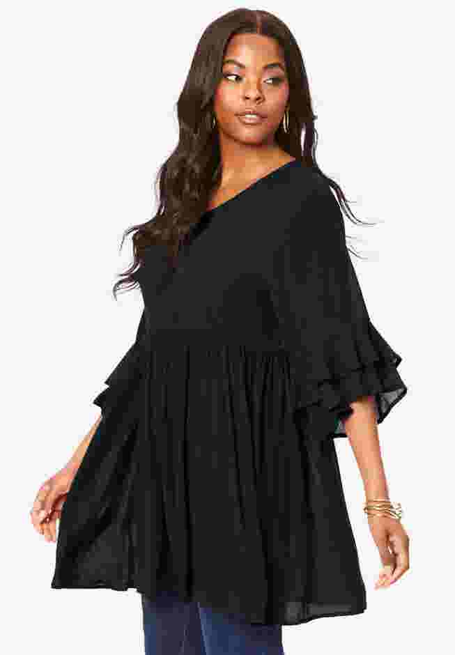 Hand Crinkled Flutter Sleeve Tunic image number 2