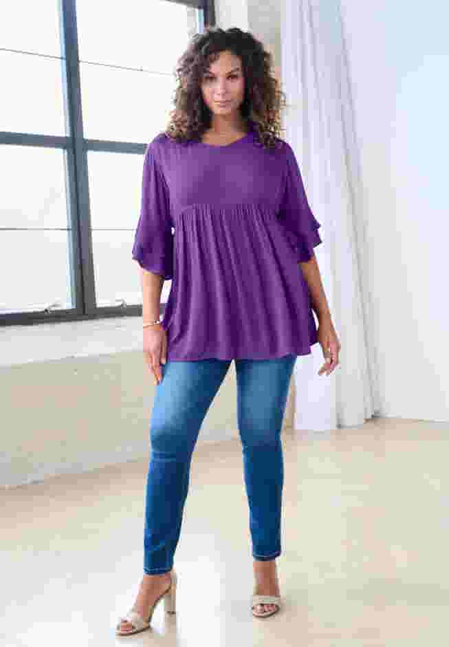 Hand Crinkled Flutter Sleeve Tunic image number 4
