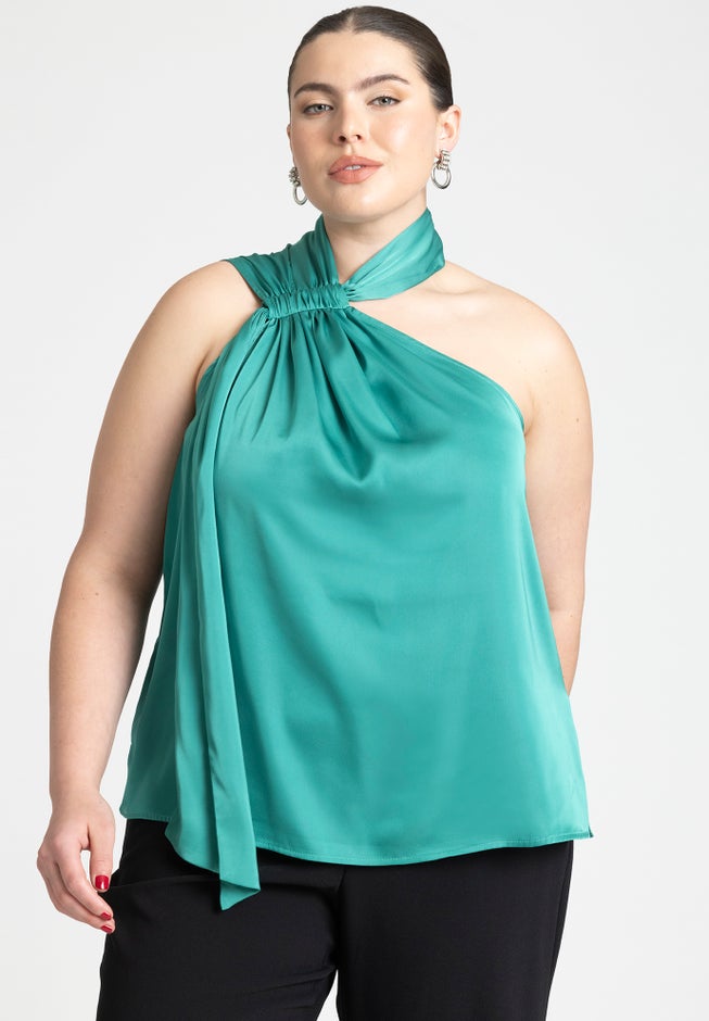 Draped Neckline Blouse With Ties image number null