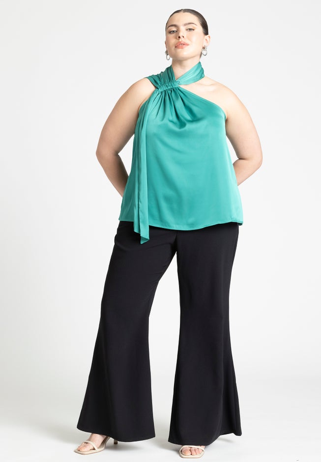 Draped Neckline Blouse With Ties image number null