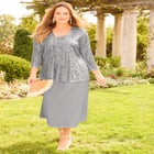 2-Piece Sequin & Charmeuse Jacket Dress Set image number 6