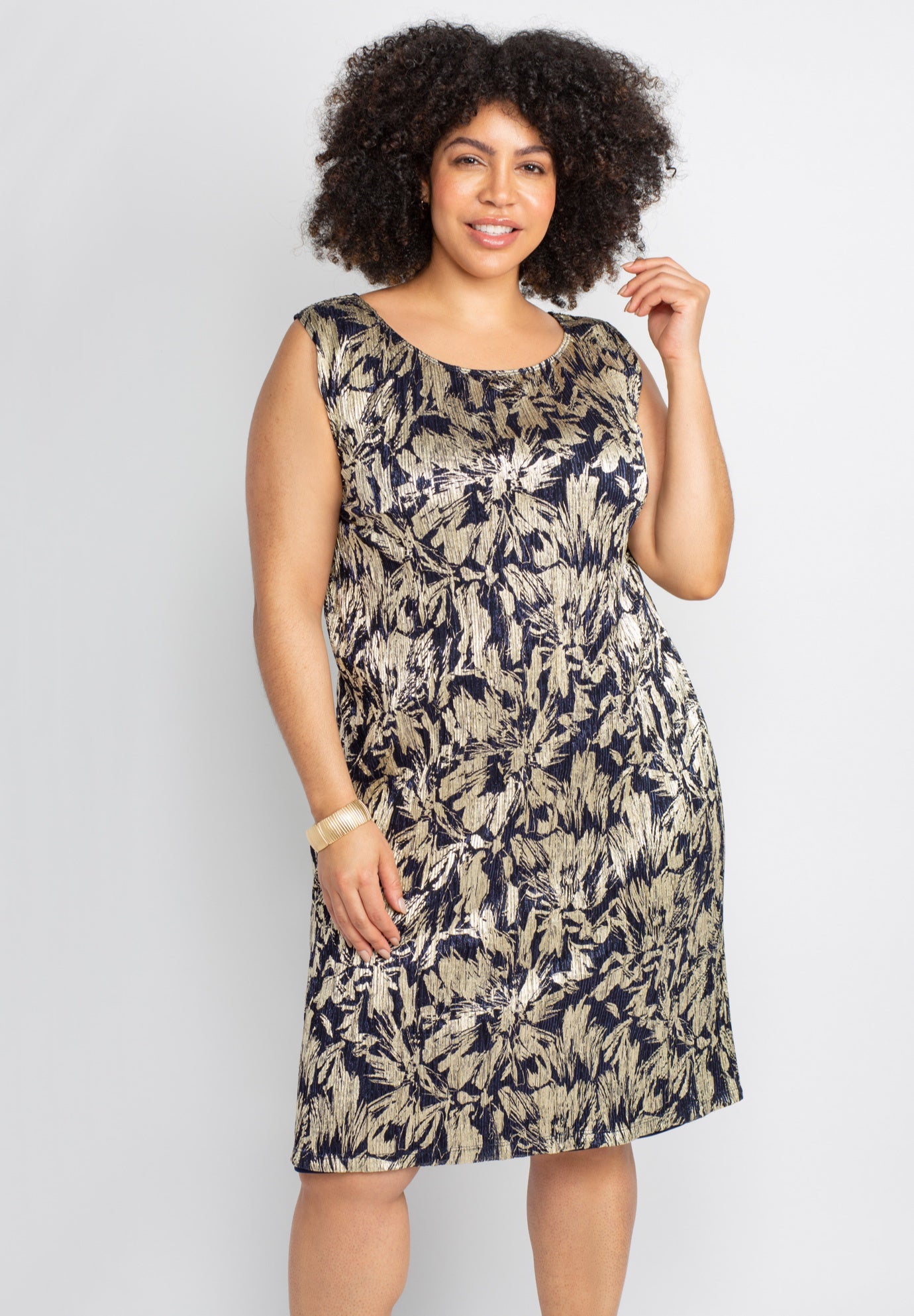 2-Piece Foil Print Jacket Dress Set image number 3