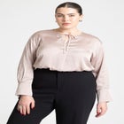 Tie Neckline Satin Blouse image number null