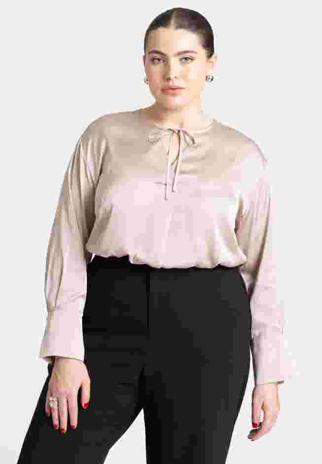 Tie Neckline Satin Blouse image number 1
