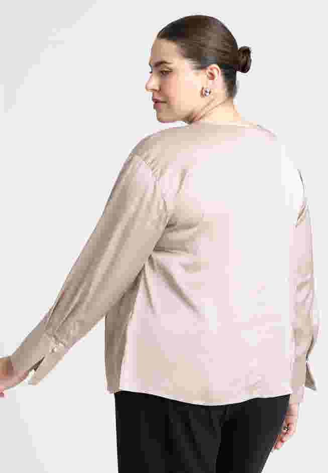 Tie Neckline Satin Blouse image number 2
