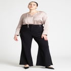 Tie Neckline Satin Blouse image number null