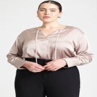 Tie Neckline Satin Blouse image number null