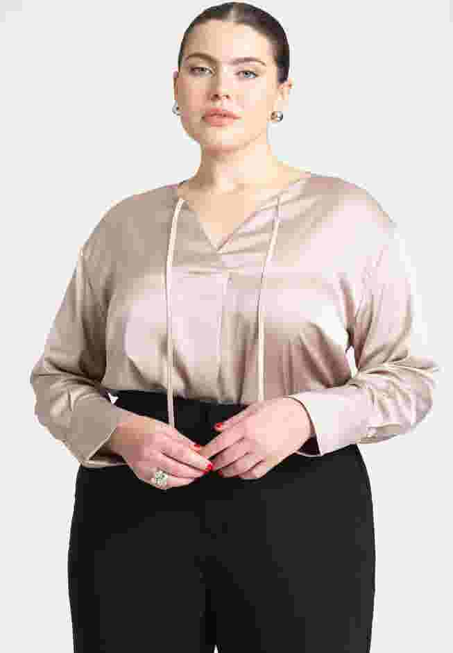 Tie Neckline Satin Blouse image number 0