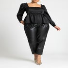 Ruffle Detail Satin Peplum Top image number null