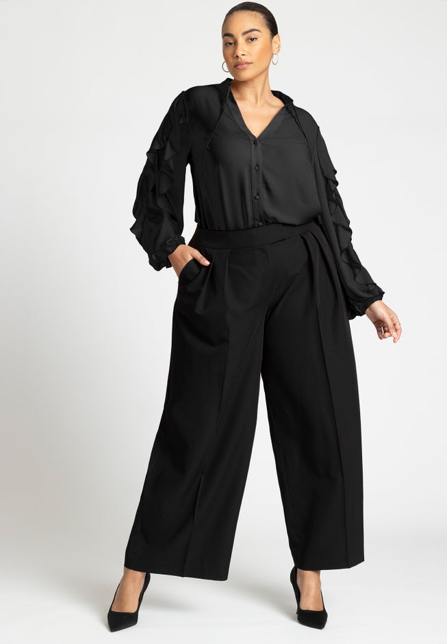 Ruffle Sleeve Button Front Blouse image number null