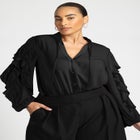 Ruffle Sleeve Button Front Blouse image number null