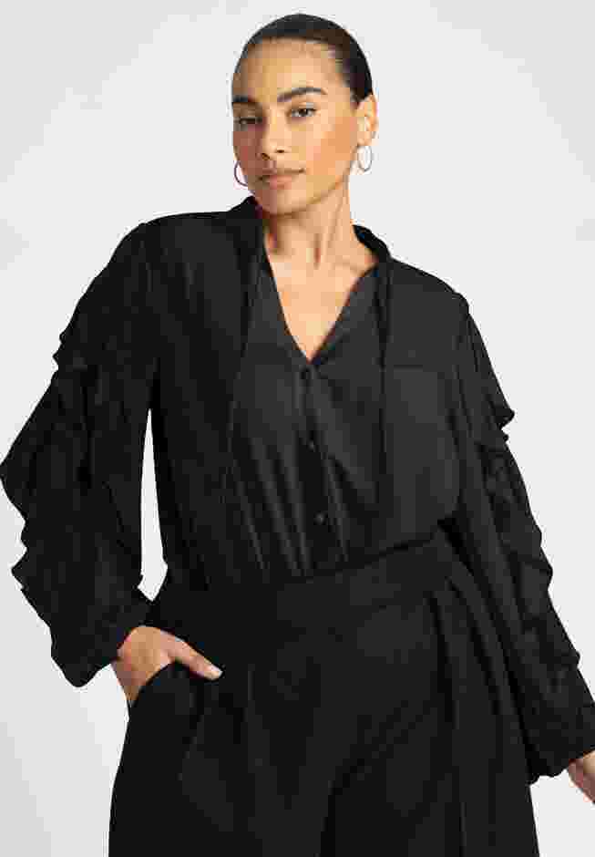 Ruffle Sleeve Button Front Blouse image number 0