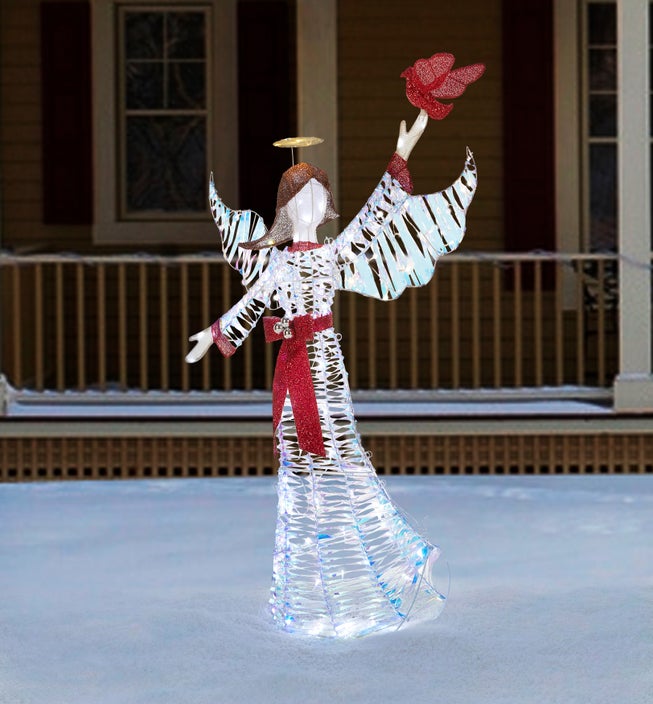 56"H Pre-lit Angel with Cardinal image number null