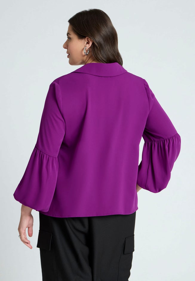 Balloon Sleeve Collared Blouse image number 1