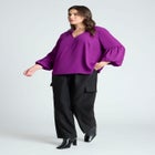 Balloon Sleeve Collared Blouse image number null