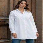 Kate Long-Sleeve Crisp Cotton-Blend Button-Front Tunic image number 3