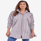 Plus Size Kate Long Sleeve Tunic Easy Cotton-Blend Button-Front Shirt image number null