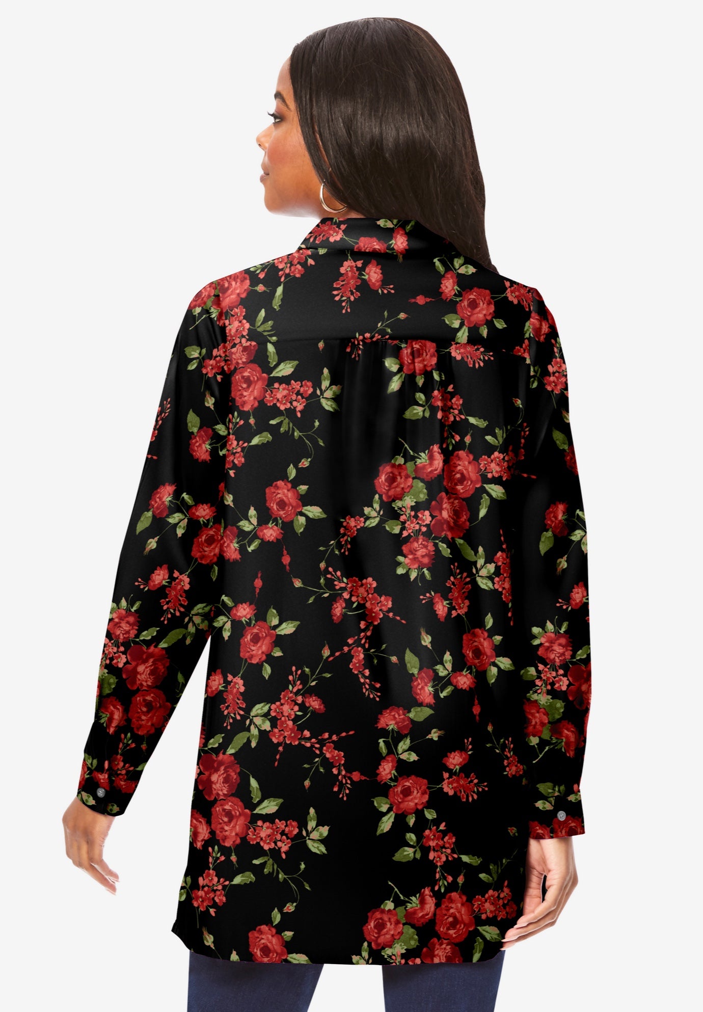 Kate Long-Sleeve Crisp Cotton-Blend Button-Front Tunic image number 1