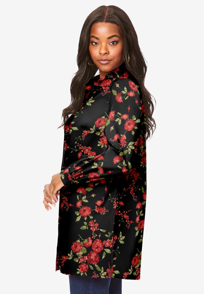 Kate Long-Sleeve Crisp Cotton-Blend Button-Front Tunic image number 2