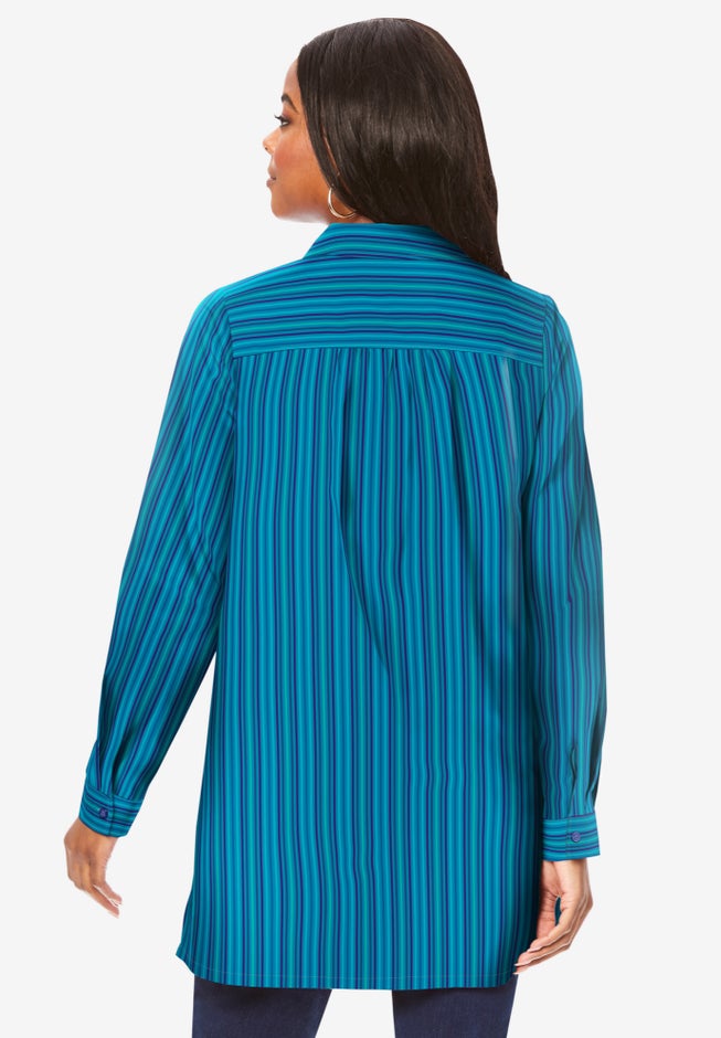 Kate Long-Sleeve Crisp Cotton-Blend Button-Front Tunic image number 1