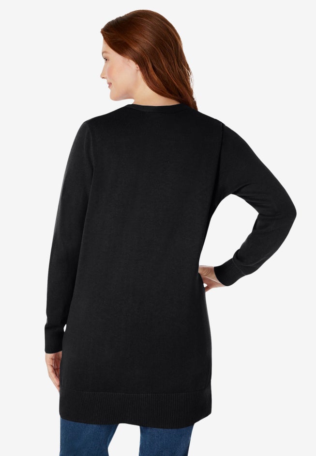 Perfect Longer-Length Cotton Cardigan Sweater image number 1