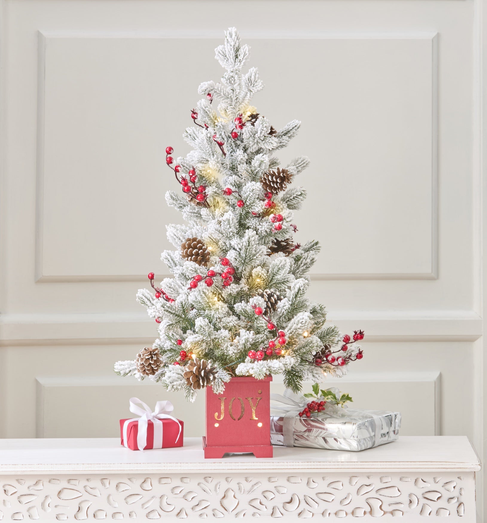 30" Pre-Lit Joy Flocked Berry Tree image number 0