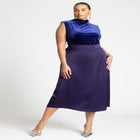 Long Satin Midi Skirt image number null