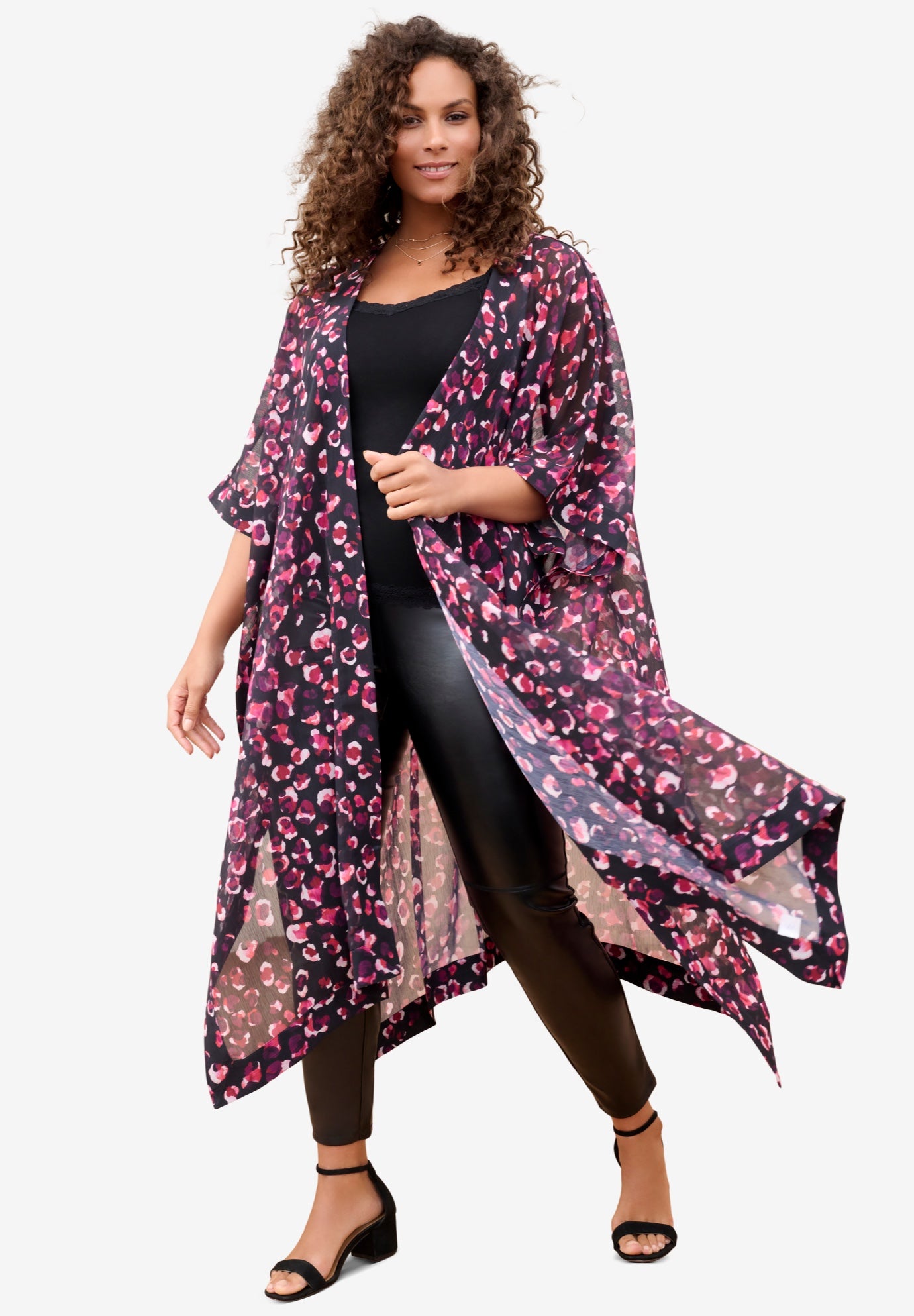 Plus Size Flowy Chiffon Duster image number 0