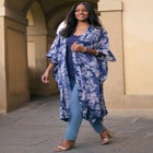 Plus Size Flowy Chiffon Duster image number null