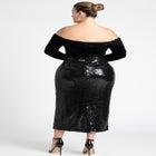 Off The Shoulder Velvet And Sequin Dress image number null