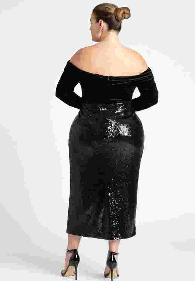 Off The Shoulder Velvet And Sequin Dress image number 1