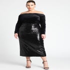 Off The Shoulder Velvet And Sequin Dress image number null