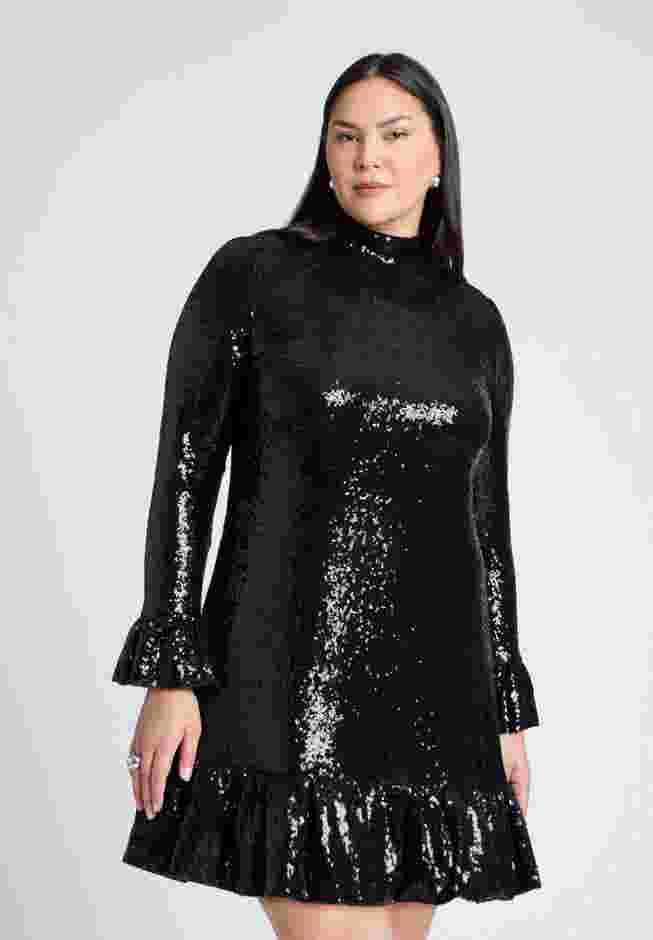 Sequin Ruffle Mini Dress image number 2