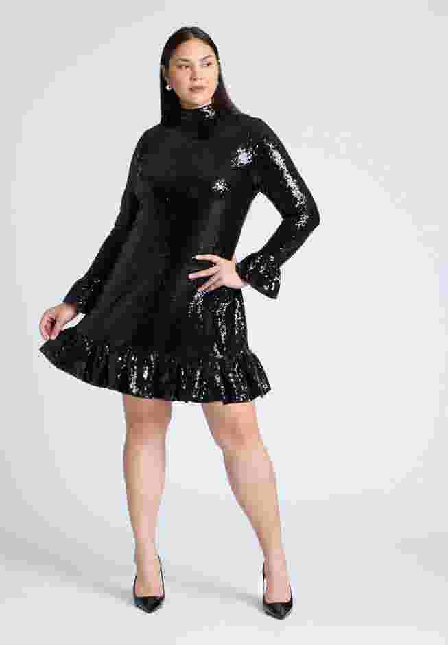Sequin Ruffle Mini Dress image number 0