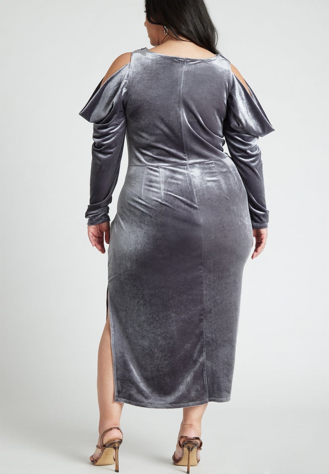 Draped Velvet Column Dress image number 1