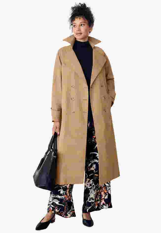Double-Breasted Belted Trench Raincoat image number 2