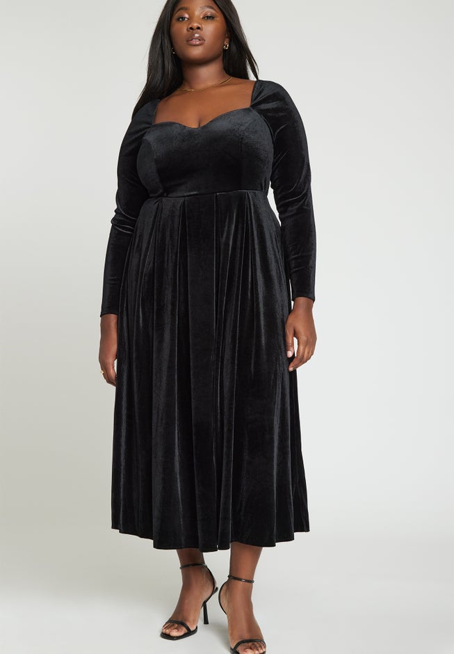 Velvet Sweetheart Neckline Dress image number null
