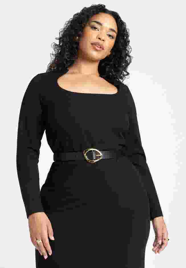 Shaped Neckline Ponte Dress image number 2