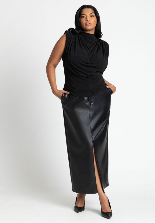 Neck Drape Funnel Neck Top image number null