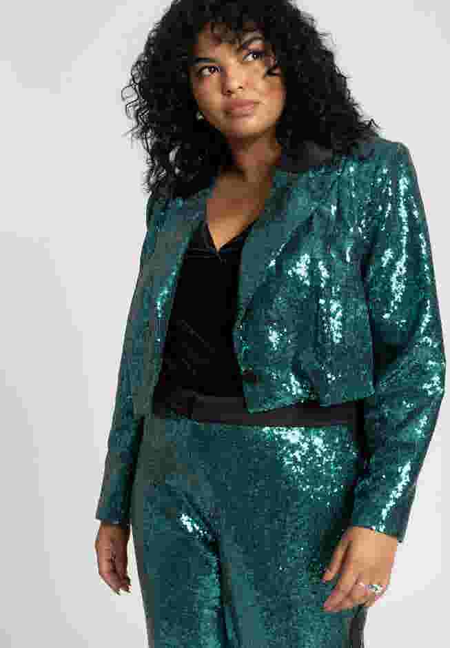 Cropped Sequin Blazer image number 1