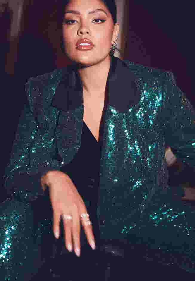 Cropped Sequin Blazer image number 0