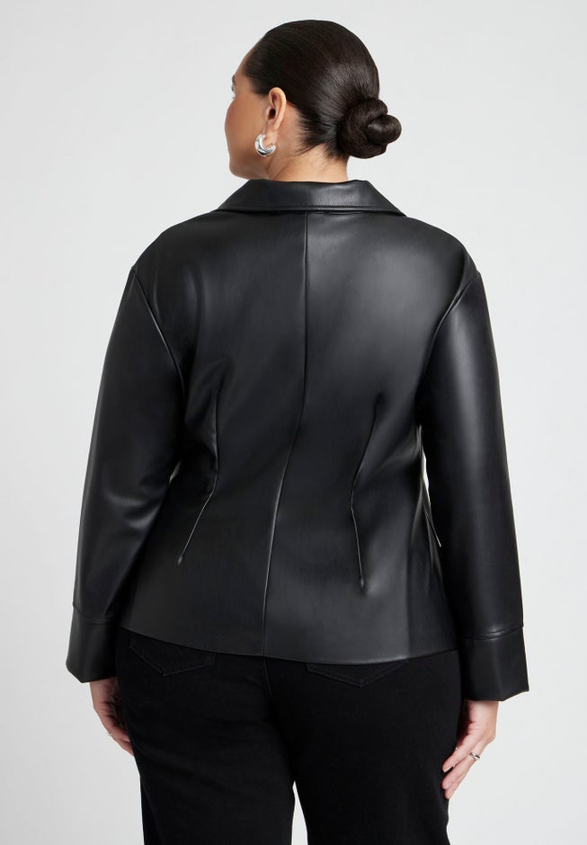 Faux Leather Wrap Top image number 1