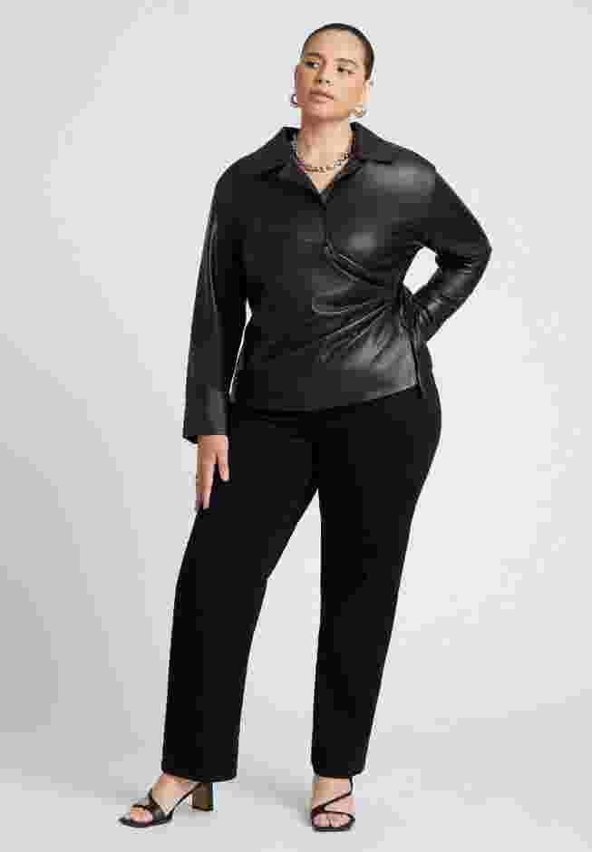 Faux Leather Wrap Top image number 2