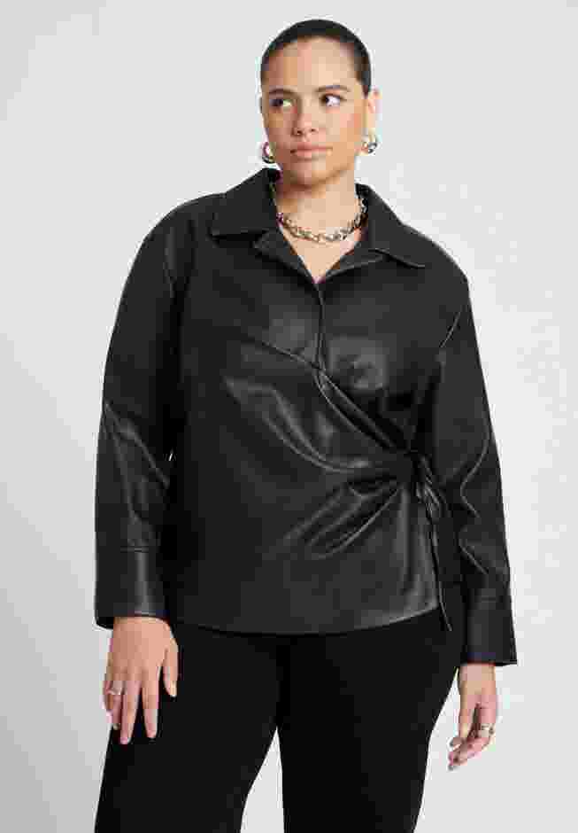 Faux Leather Wrap Top image number 0