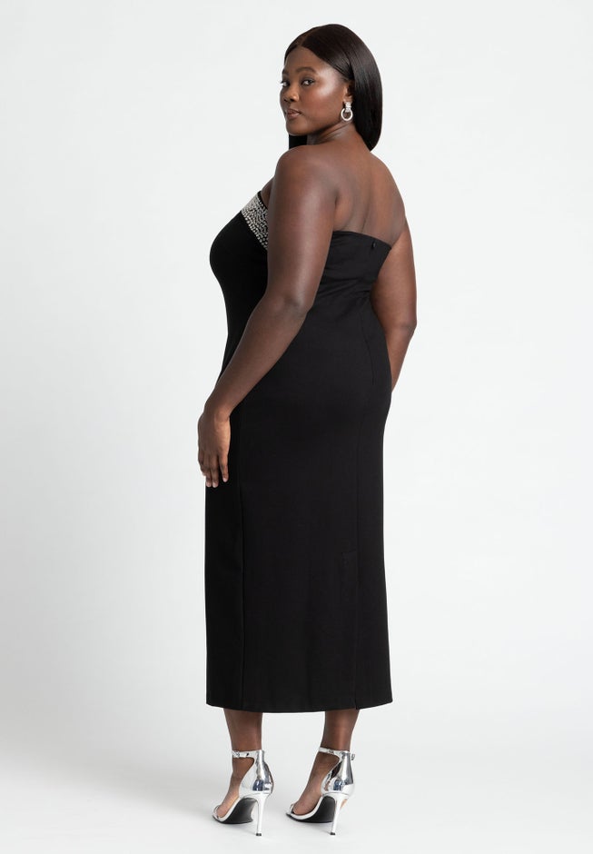 Rhinestone Fitted Knit Dress image number null
