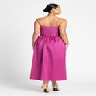 Pleated Ruffle Neckline Midi Dress image number null
