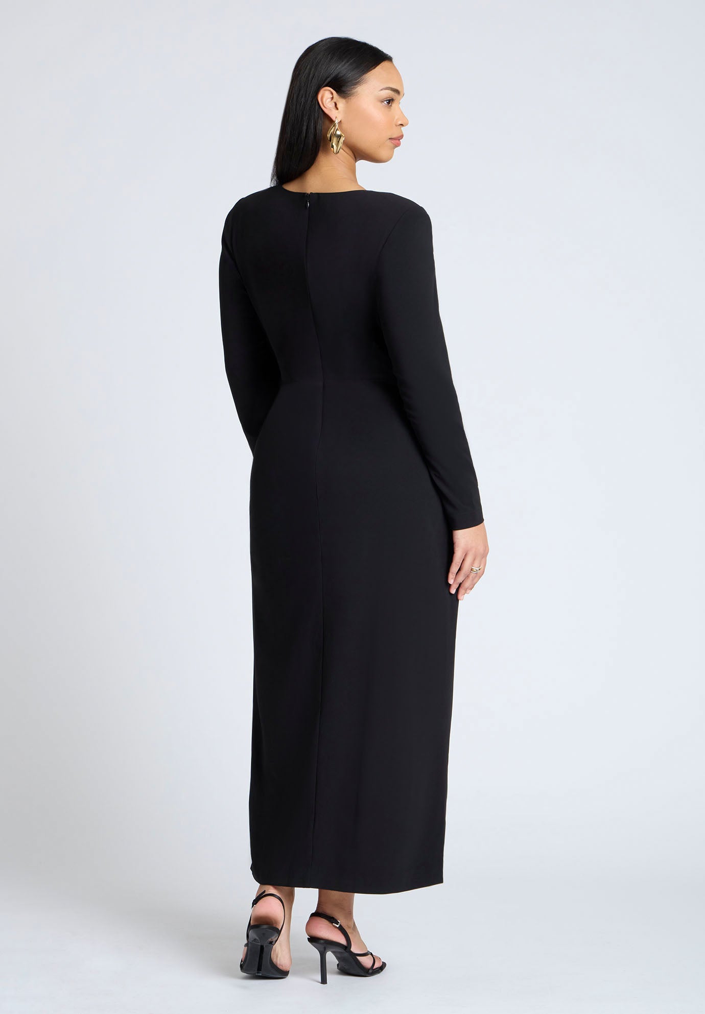 Shirred Strong Shoulder Tie Detail Dress image number 1